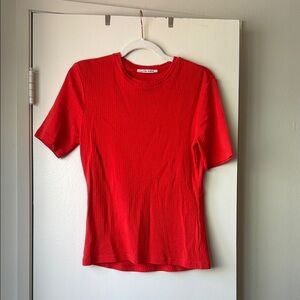Wood Wood Short Sleeve Cotton Short Sleeve Top in Tomato Orange Red Size Small